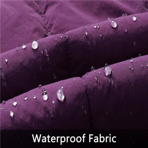 Women's Winter Coat Long Waterproof Parka - Warm Purple - Picture 5 of 5